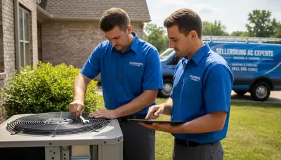 Professional AC repair technician servicing residential cooling unit in Louisville KY