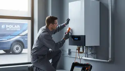 Technician performing boiler repair service in Louisville, KY home for Five Star Cooling