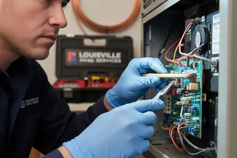 Louisville KY HVAC technician performing precise AC component repair for reliable cooling system service